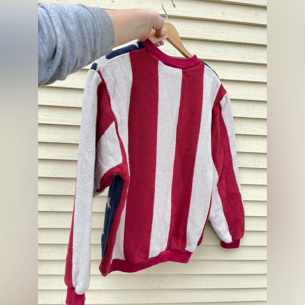 VTG Sugar Street Weavers American Flag Knit Sweater Cotton Vintage - Picture 6 of 10